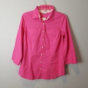 Van Heusen pink 3/4 sleeves button down shirt M